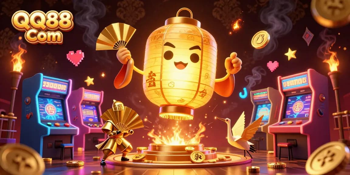 Experience thrilling gameplay at QQ88 Com with illuminated 3D characters and vibrant casino elements