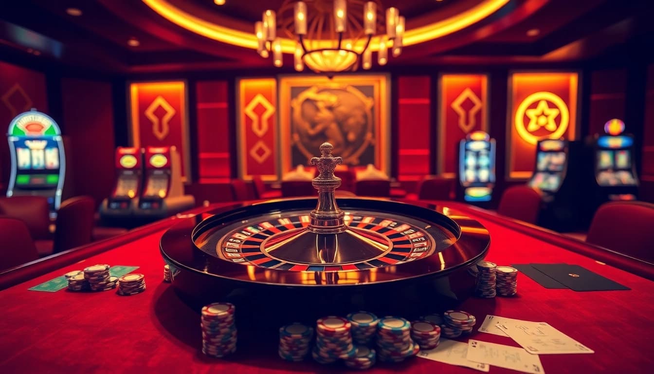 Experience high-stakes gaming with a roulette table at https://febet9.club/ surrounded by excited players and vibrant atmosphere.