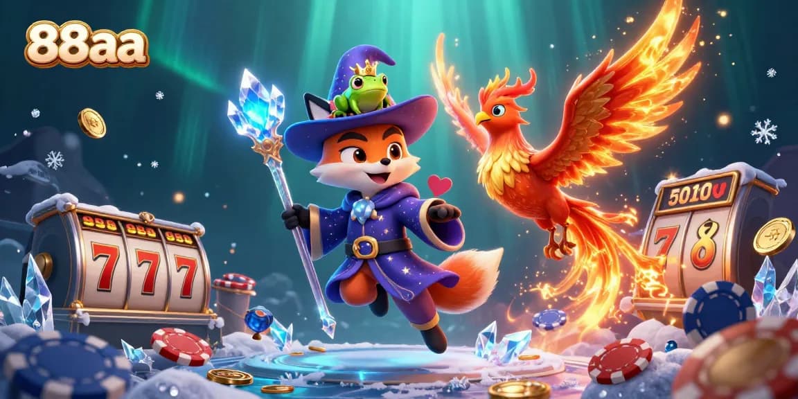 Spin to win at 88aa with vibrant casino-themed characters and slot elements!