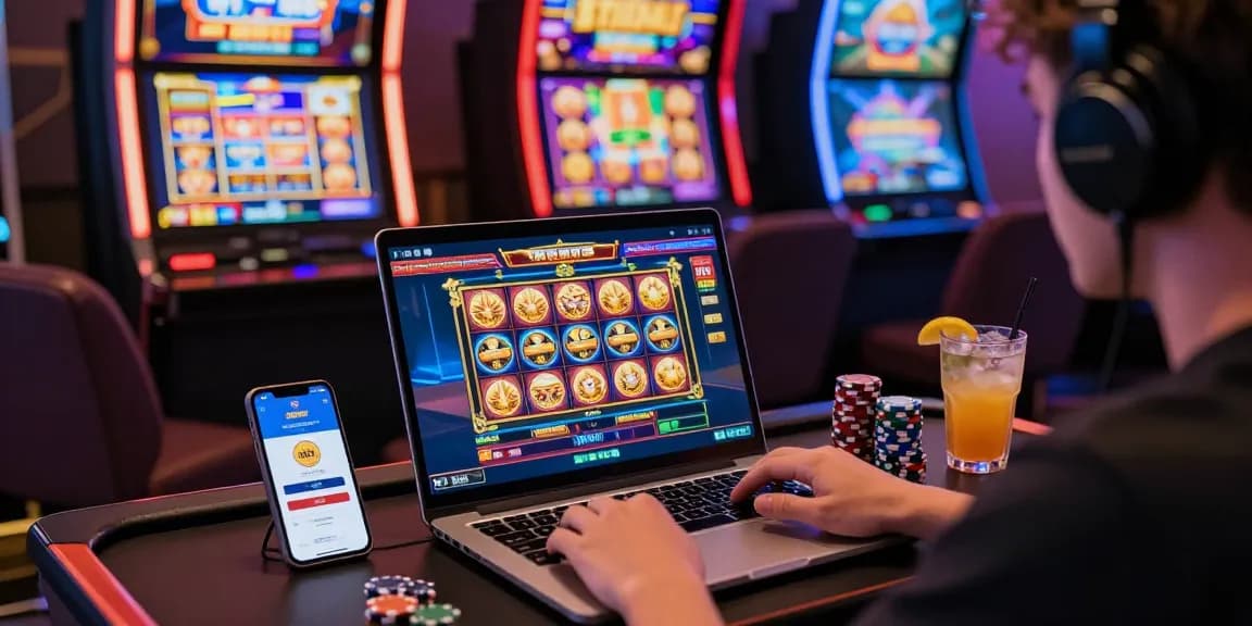 Player engaged in online gaming with slot88 login on the screen, showcasing excitement and vibrant slot visuals.