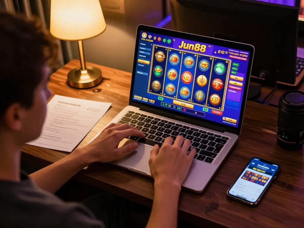 Experience the thrill of Jun88 online casino gaming from your stylish home setup