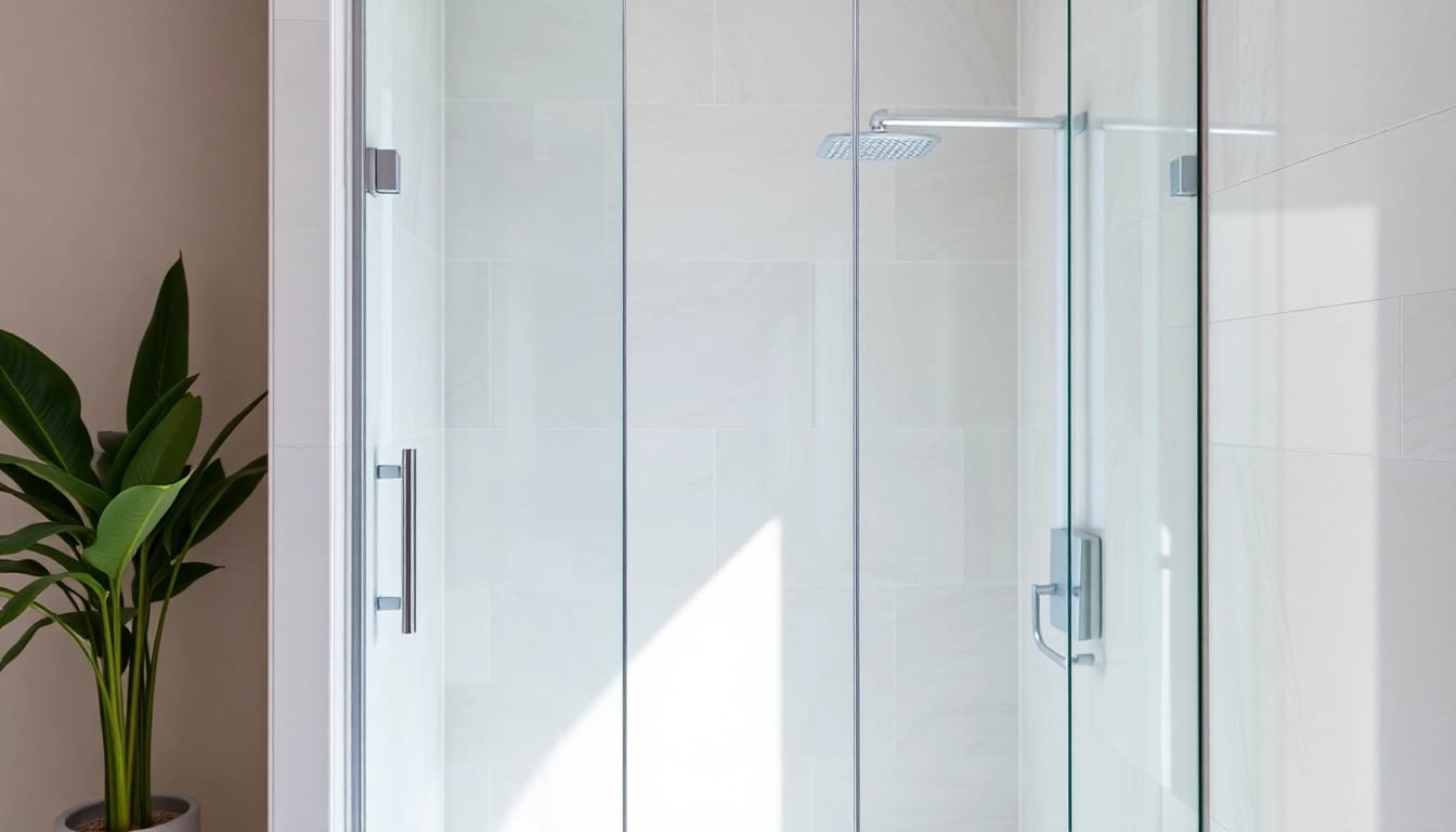 Optimized wet room shower design showcasing sleek glass screen and modern tile work.