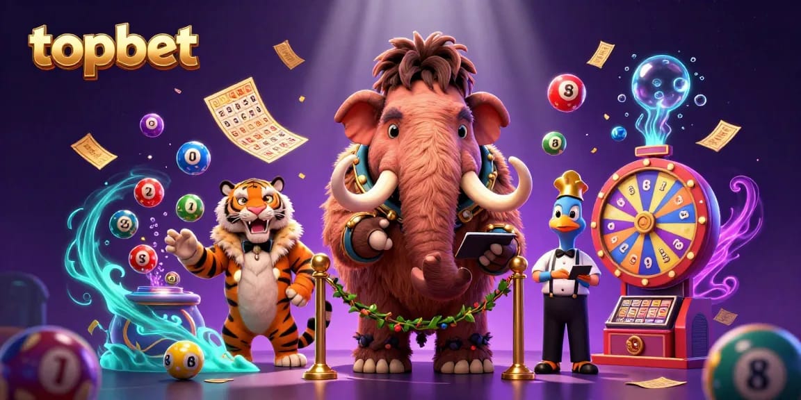 Win big at topbet with dynamic 3D casino scene featuring lively characters and vibrant gambling elements.