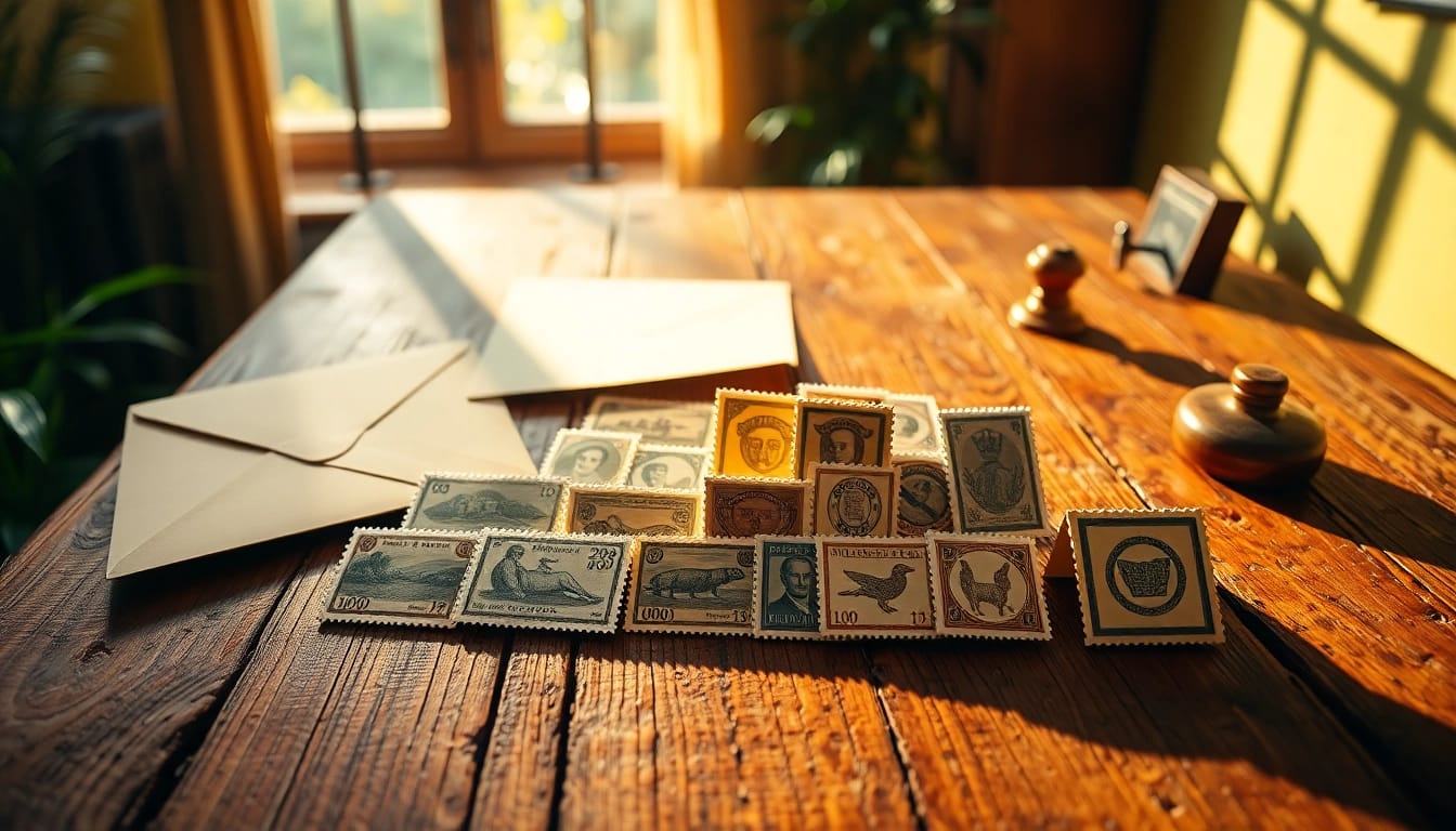Discover stylish cheap large letter stamps beautifully arranged on a wooden table.