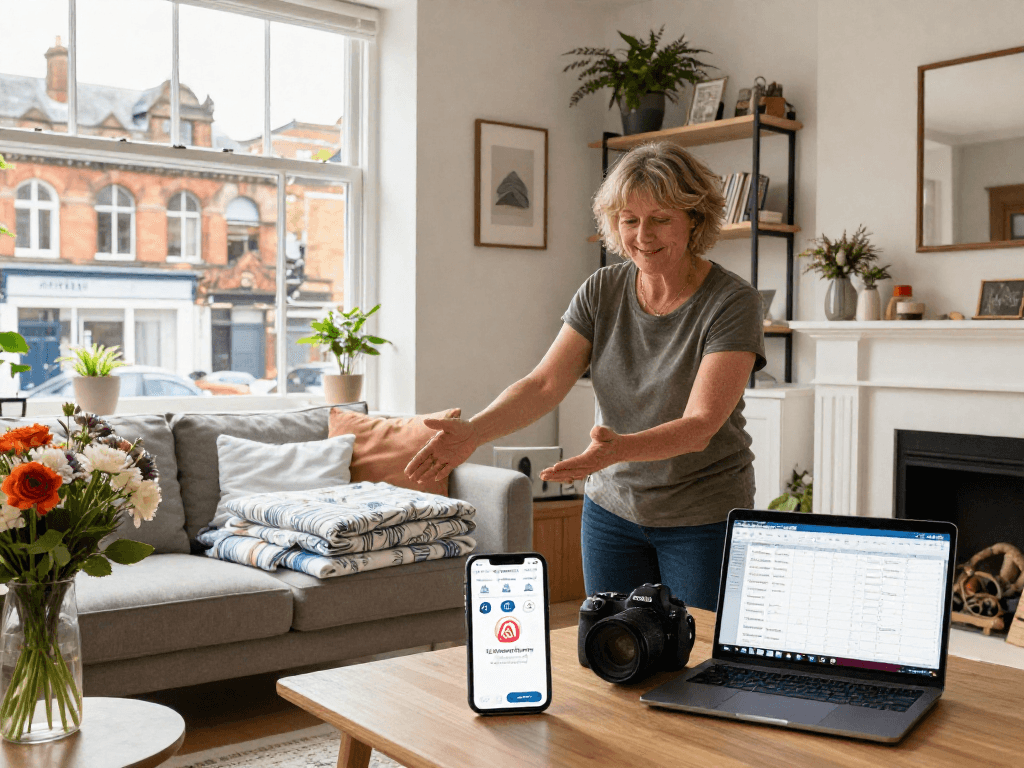 Airbnb management Sheffield host preparing a welcoming home environment for guests, showcasing local charm.