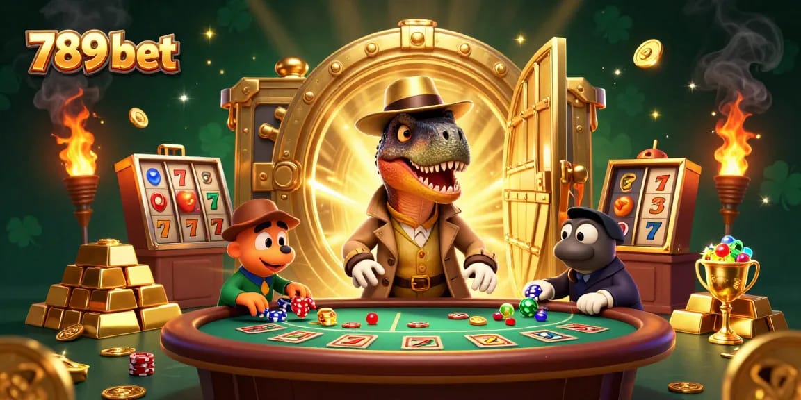 Experience thrilling blackjack action with 789 bet featuring a velociraptor, stegosaurus, and action-packed casino elements.