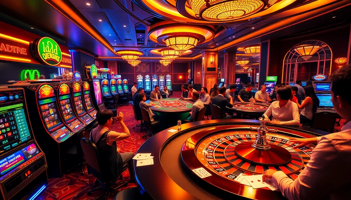 Exciting scene of players engaging with ww88 online casino games on vibrant tables.
