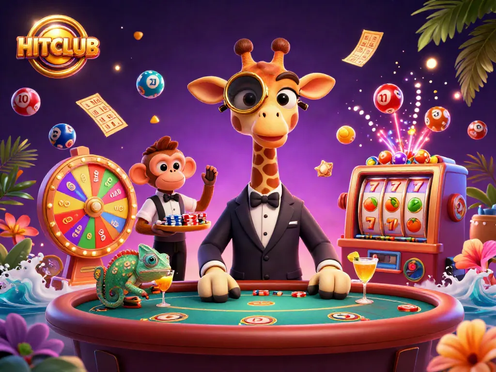 Join the excitement at HITCLUB with vibrant games and dazzling rewards in this captivating casino scene.
