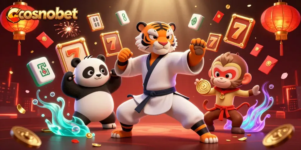 Enhance your cosmobet experience with thrilling slot reels and lucky symbols in a vibrant casino scene.