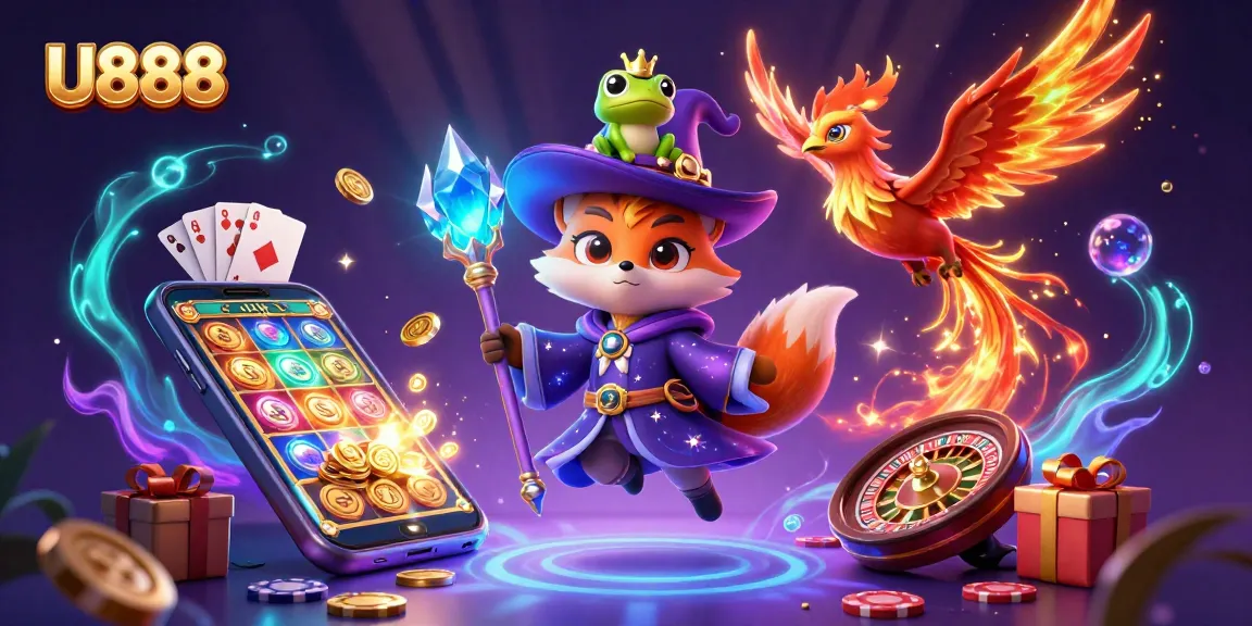 Experience the excitement of U888 casino with a whimsical 3D wizard fox and slot games