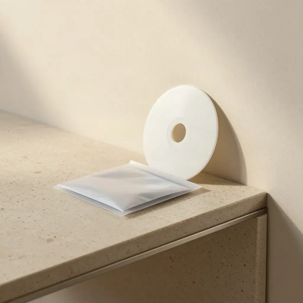 Tenant check items neatly settled on a travertine hallway console, ready for approval.