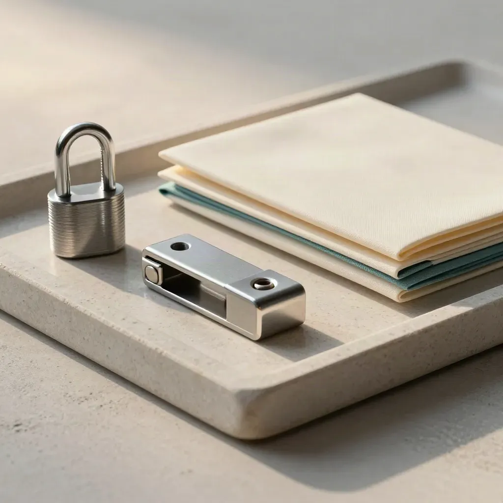 Stone tray with a lock core, door latch and folder sleeve in soft side light