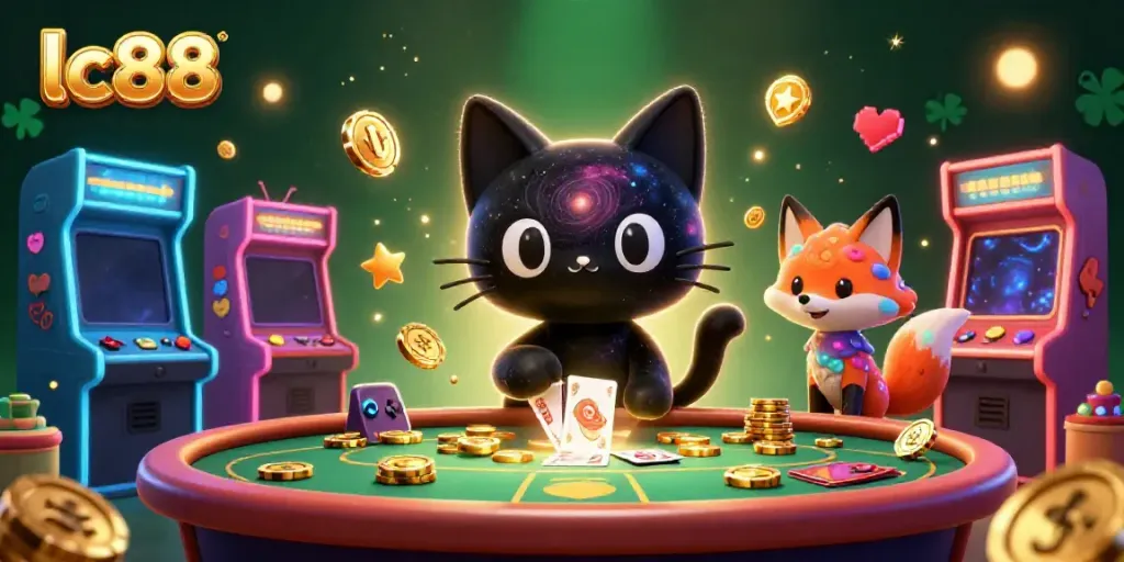 Engage in cosmic casino fun with the lc88 black hole cat and colorful game elements.
