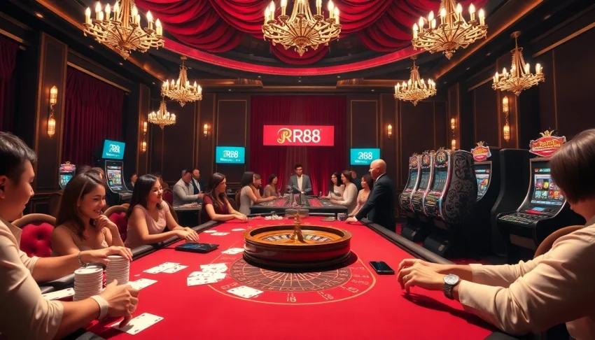 Exciting casino scene at https://rr88ez.com/ showcasing players engaged at a glamorous gaming table.