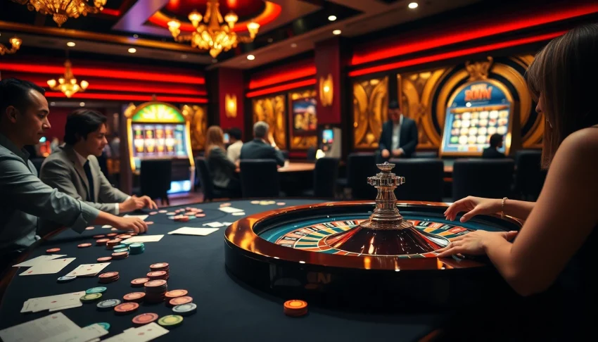 Players engaging at a roulette table in a luxury casino environment, capturing the excitement of qq88 to.