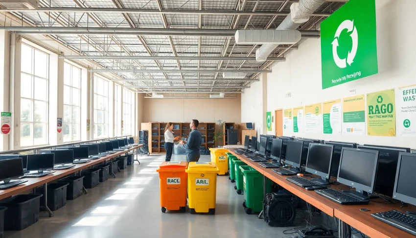 Recycling options for free computer disposal near me at an eco-friendly facility.