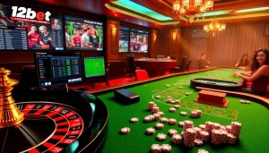 Players enjoying an engaging online gambling experience on the 12bet platform with vibrant casino elements.