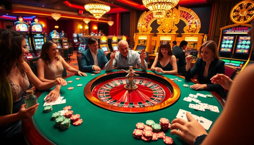 Experience the excitement of winning at birutoto with lively casino games and players enjoying their time.