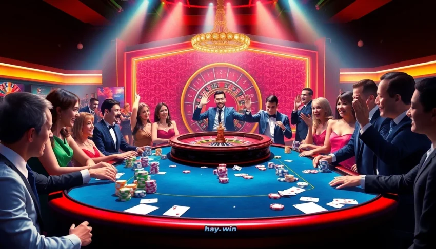 Engaging players at a casino table enjoying gambling activities, highlighting hay.win.