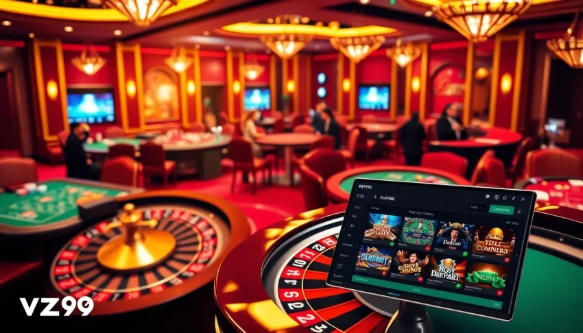Experience the excitement of vz99 with vibrant casino tables and online betting interfaces.