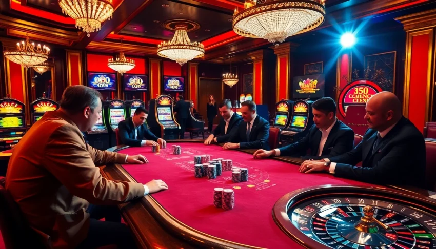 Gamble at go 88 poker table with vibrant chips and cards in a luxurious casino setting.