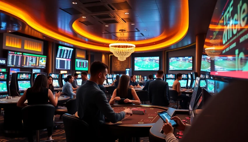 Immerse yourself in the vibrant online casino atmosphere at luckywin.name, showcasing dynamic gambling activities and modern design.