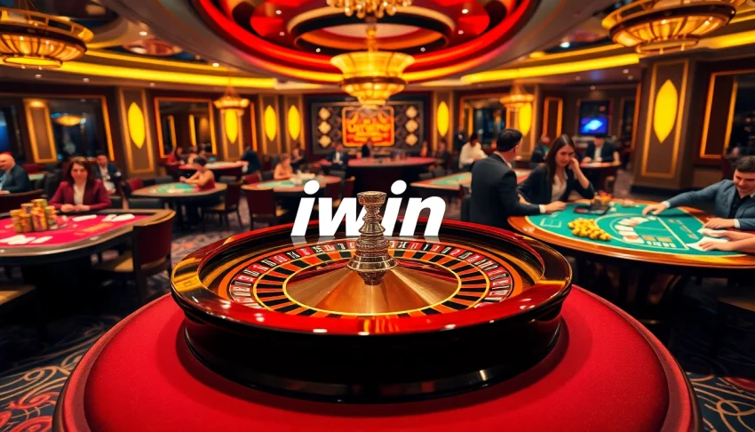 iwin club players enjoying an exciting game at an elegant casino table with vibrant colors.
