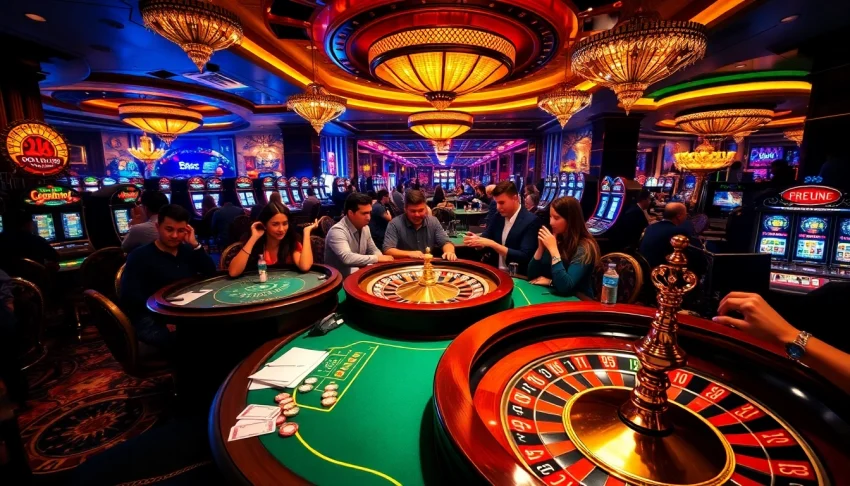 Experience the excitement of gambling at goo88 with vibrant casino interiors filled with thrilling games.