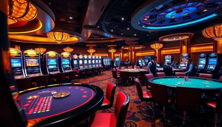 S8 highlights a vibrant casino scene with engaged players at blackjack and roulette tables.