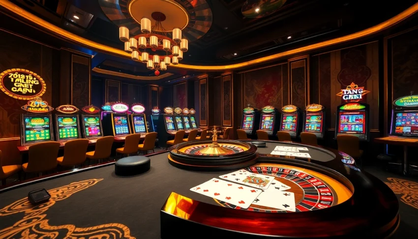 Experience the thrilling atmosphere of Trang chủ OKKING at this vibrant casino scene.