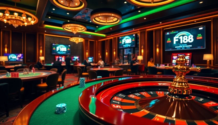 Experience thrilling gameplay at F 168 with vibrant casino action, showcasing roulette and poker excitement.