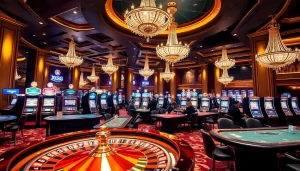 Experience the excitement of gambling at XXGG with vibrant casino tables and slot machines.