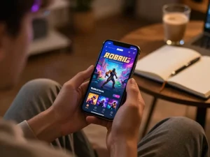 Player engaging with the 888b mobile app, highlighting exciting gaming experience