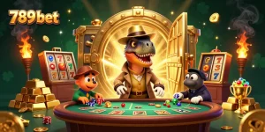 Experience thrilling blackjack action with 789 bet featuring a velociraptor, stegosaurus, and action-packed casino elements.