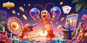 Experience thrilling gameplay at RR88 with vibrant 3D casino characters and casino elements.